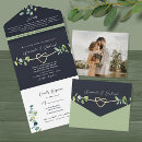 Search for navy blue and sage green wedding invitations Modern