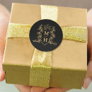 Search for gold monogram wedding stickers Black