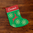 Search for red and green christmas stockings Reindeer