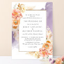 Search for peach and lavender wedding invitations Watercolor floral