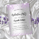 Search for purple and silver graduation invitations Girl