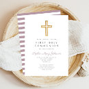 Search for purple cross first communion invitations Modern