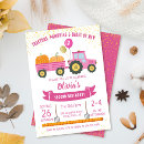 Search for pink tractor birthday invitations Girl
