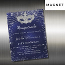 Search for blue masquerade party invitations Silver