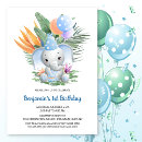 Search for elephant 1st birthday invitations Botanical