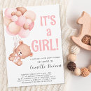 Search for teddy bear balloons invitations Pink and white