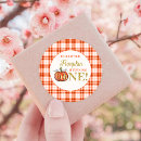 Search for orange gingham stickers First birthday