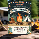Search for one happy camper 1st birthday invitations Campfire