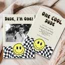 Search for one cool dude birthday invitations Happy face