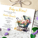 Search for vintage pram baby shower invitations Floral