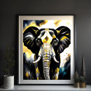 Search for gold elephants posters Watercolor