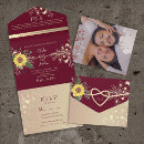 Search for sunflower and burgundy wedding invitations Modern