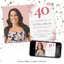 Search for watercolor 40th birthday invitations Pink
