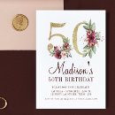 Search for red and gold 50th birthday invitations Floral