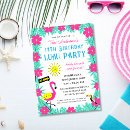 Search for pink flamingo birthday invitations Palm leaves