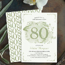 Search for male 80th birthday invitations Green