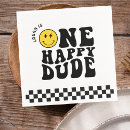 Search for happy face napkins Boy first birthday