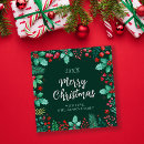 Search for elegant script christmas cards Red and green