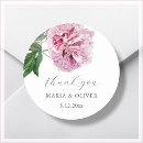 Search for pink peonies wedding stickers Thank you