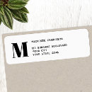 Search for white monogram return address labels Initial