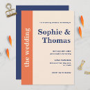 Search for navy blue and orange wedding invitations Modern