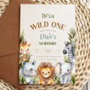 Search for wild one safari invitations Baby animals