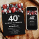 Search for red black and white birthday invitations Modern