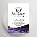 Search for purple white 60th birthday invitations Watercolor
