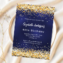 Search for navy and gold birthday invitations Party
