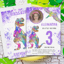 Search for dinosaur 3rd birthday invitations Colourful