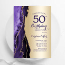 Search for purple and gold 50th birthday invitations Elegant