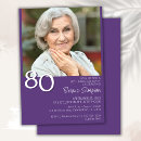 Search for purple 80th birthday invitations Modern