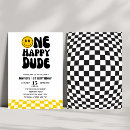 Search for one happy dude birthday invitations Smile face