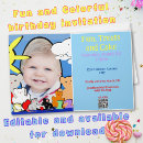Search for colourful 1st birthday invitations Adorable