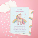 Search for unicorns rainbows birthday invitations Blue