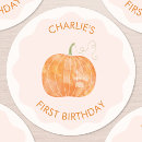 Search for pumpkin first birthday stickers One year old