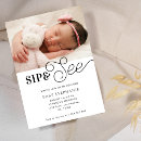 Search for post baby shower invitations Sip and see