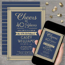Search for navy blue and gold birthday invitations For him