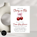 Search for cherry on top invitations Pink bow