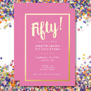 Search for pink gold 50th birthday invitations Typography