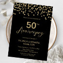 Search for gold 50th wedding anniversary invitations Black and gold
