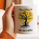 Search for full moon owl mugs Happy halloween