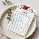 Search for burgundy floral bridal shower games Watercolor