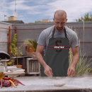 Search for black white red aprons For him