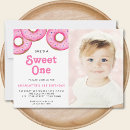 Search for sweet one doughnut birthday invitations Doughnuts