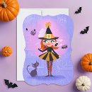 Search for pink halloween invitations Black cat