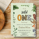 Search for wild one boy invitations Wild tropical greenery leaves