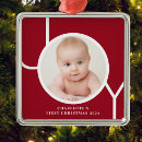 Search for metallic christmas tree decorations Baby's first christmas