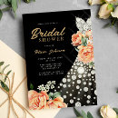 Search for gown bridal shower invitations Calligraphy script