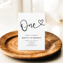 Search for hearts 1st birthday invitations Modern